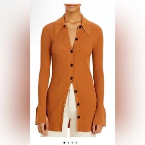 A.L.C. Rust Ribbed Button-Down Shirt